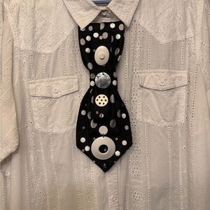 Black & White Polka Dot Tie Necklace